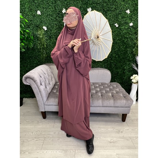 Jilbab jupe framboise soie de medine